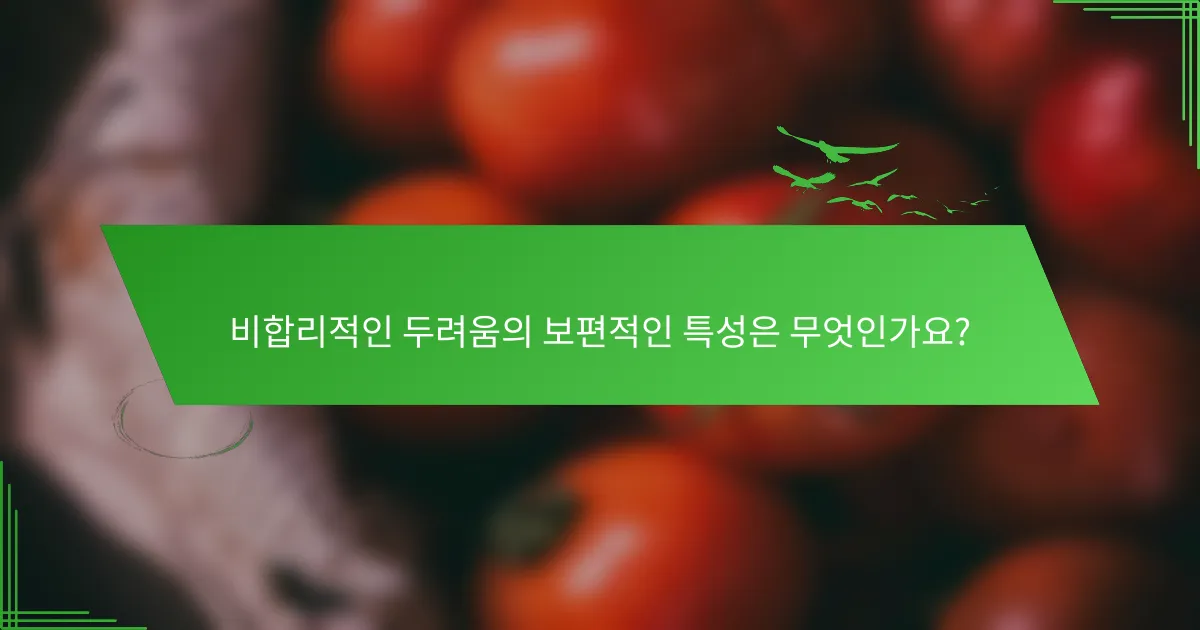 비합리적인 두려움의 보편적인 특성은 무엇인가요?