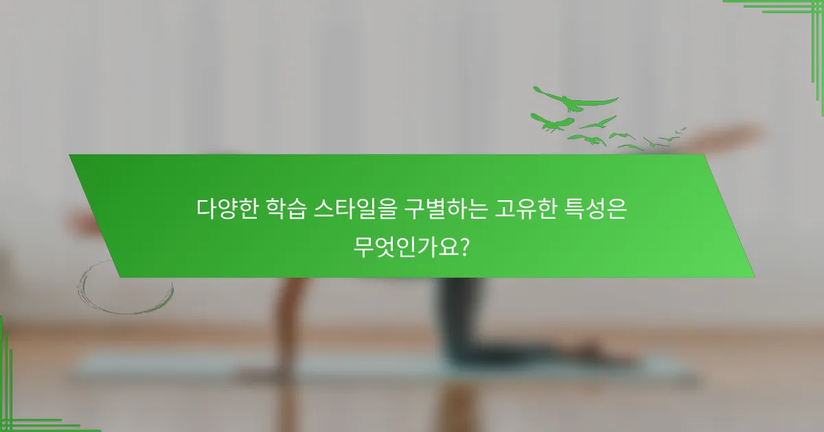 다양한 학습 스타일을 구별하는 고유한 특성은 무엇인가요?