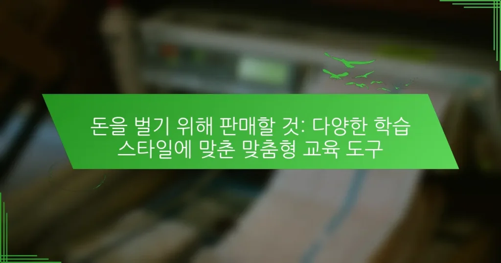 돈을 벌기 위해 판매할 것: 다양한 학습 스타일에 맞춘 맞춤형 교육 도구