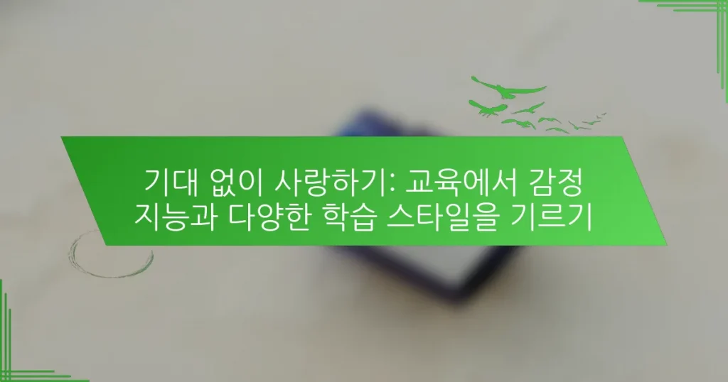 기대 없이 사랑하기: 교육에서 감정 지능과 다양한 학습 스타일을 기르기