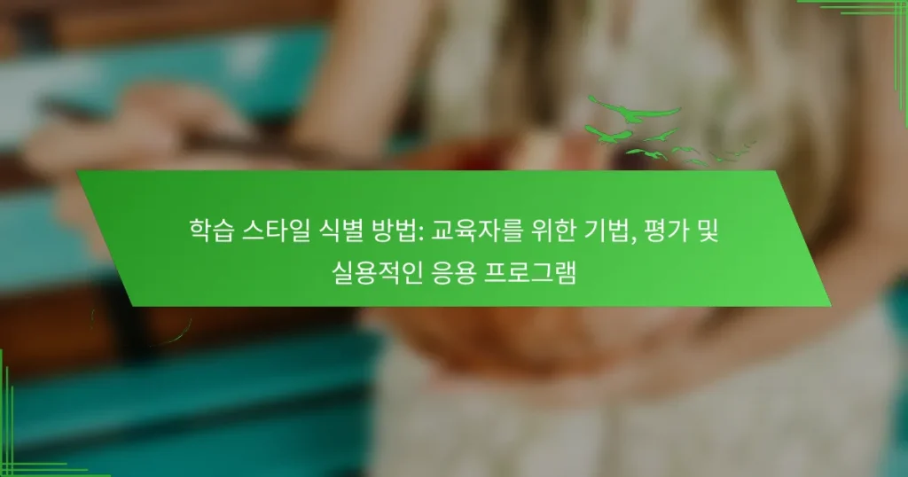 학습 스타일 식별 방법: 교육자를 위한 기법, 평가 및 실용적인 응용 프로그램