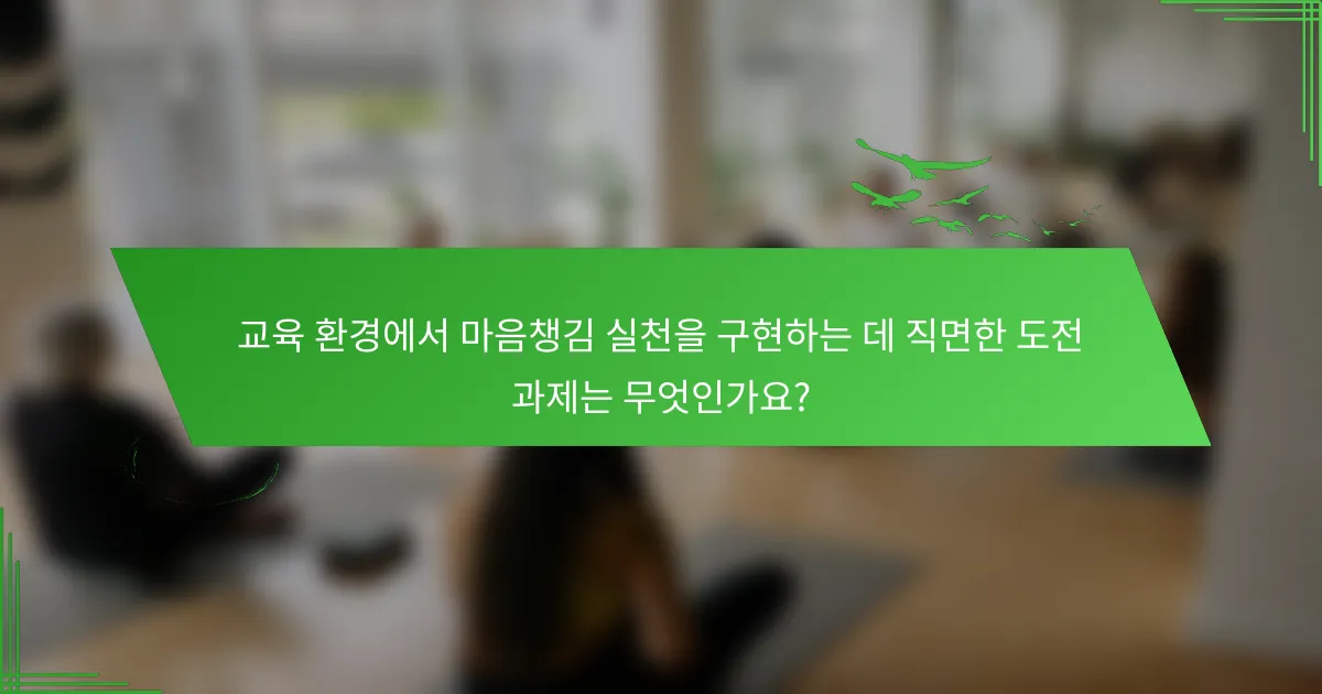 교육 환경에서 마음챙김 실천을 구현하는 데 직면한 도전 과제는 무엇인가요?
