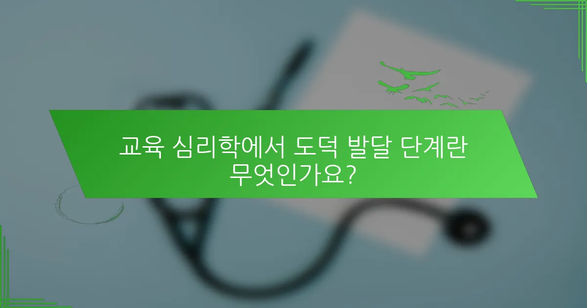교육 심리학에서 도덕 발달 단계란 무엇인가요?