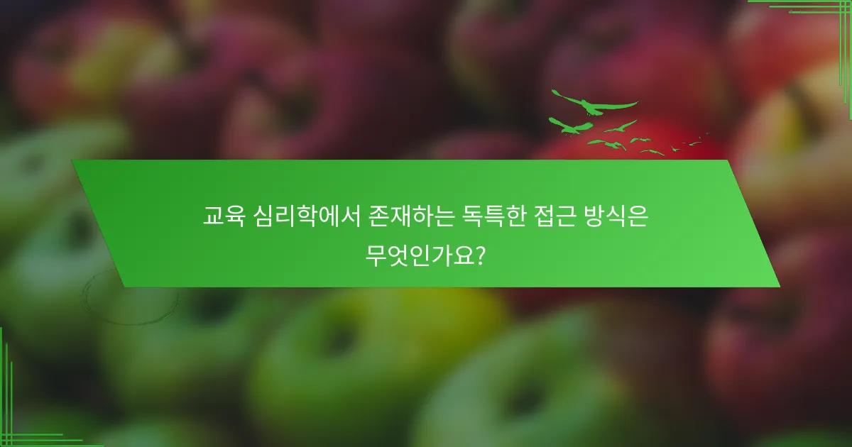 교육 심리학에서 존재하는 독특한 접근 방식은 무엇인가요?