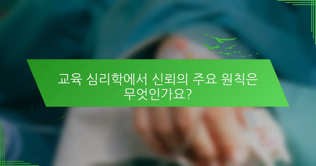 교육 심리학에서 신뢰의 주요 원칙은 무엇인가요?