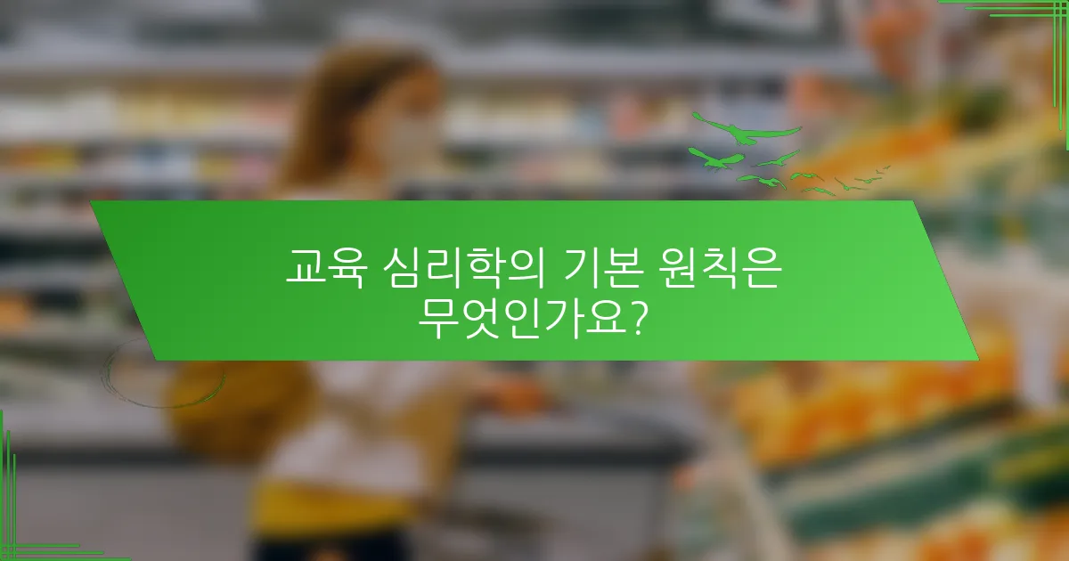 교육 심리학의 기본 원칙은 무엇인가요?