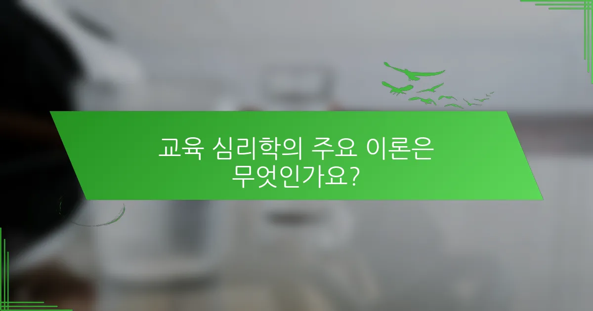 교육 심리학의 주요 이론은 무엇인가요?