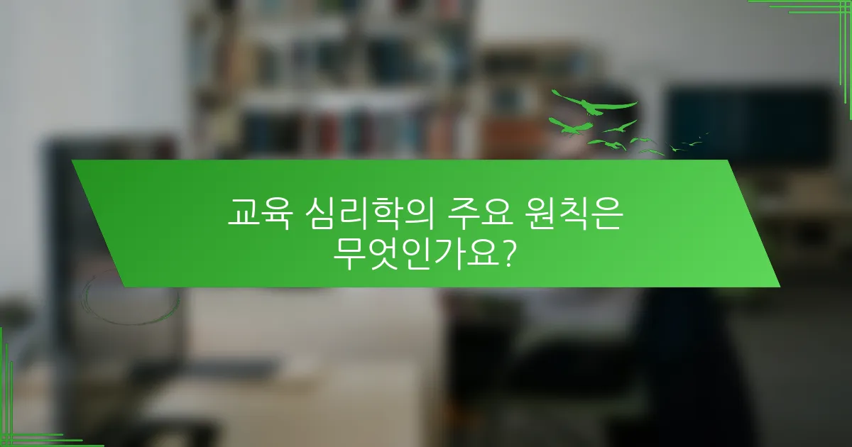 교육 심리학의 주요 원칙은 무엇인가요?