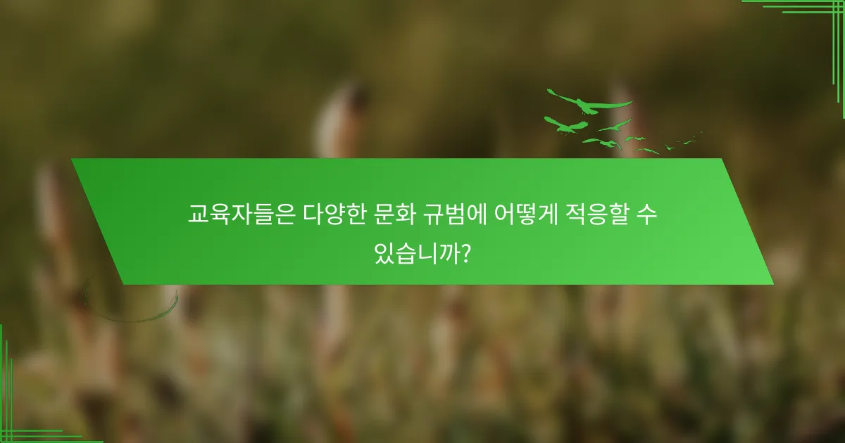 교육자들은 다양한 문화 규범에 어떻게 적응할 수 있습니까?