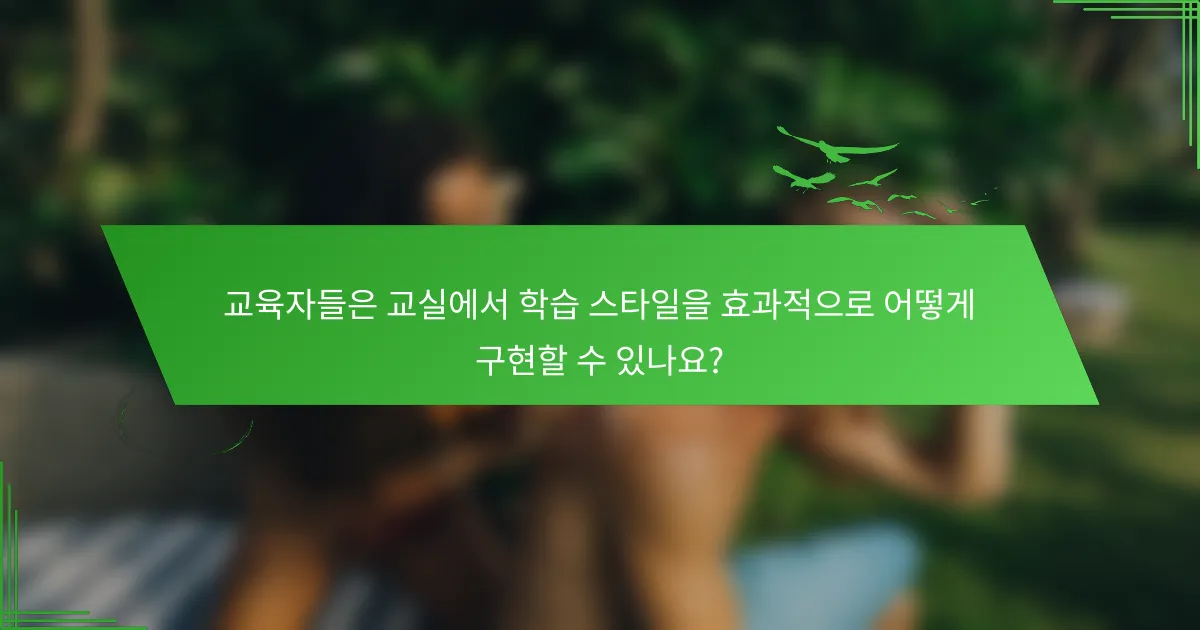 교육자들은 교실에서 학습 스타일을 효과적으로 어떻게 구현할 수 있나요?