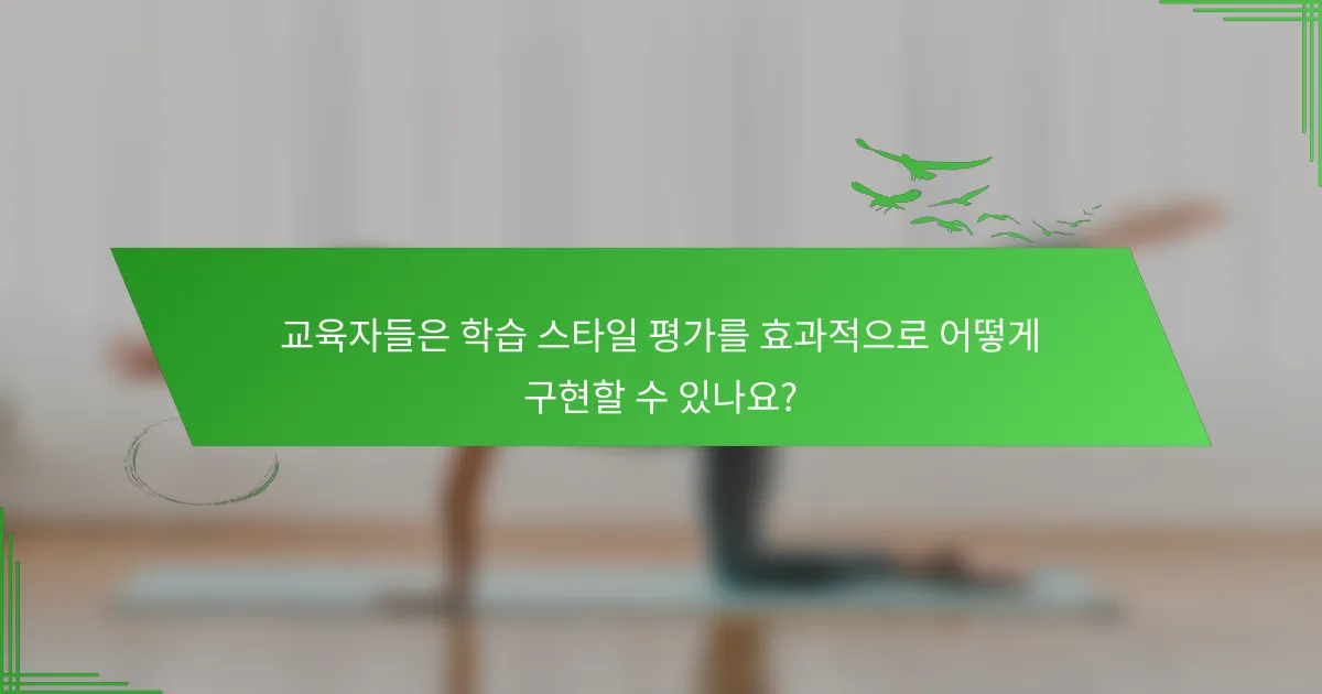 교육자들은 학습 스타일 평가를 효과적으로 어떻게 구현할 수 있나요?