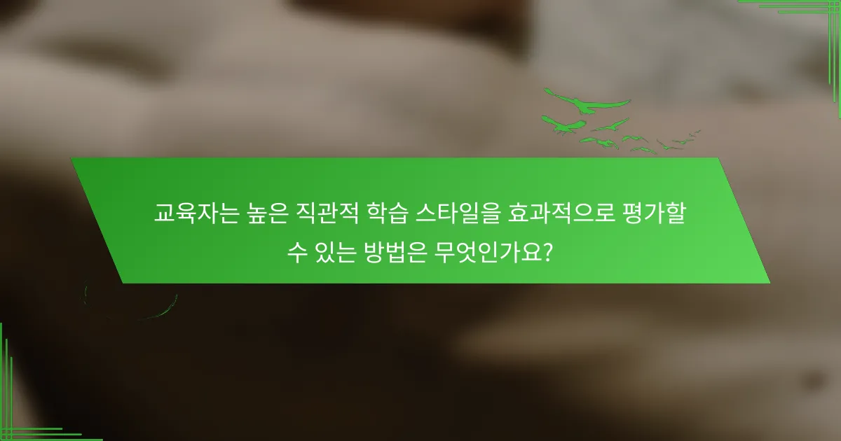 교육자는 높은 직관적 학습 스타일을 효과적으로 평가할 수 있는 방법은 무엇인가요?