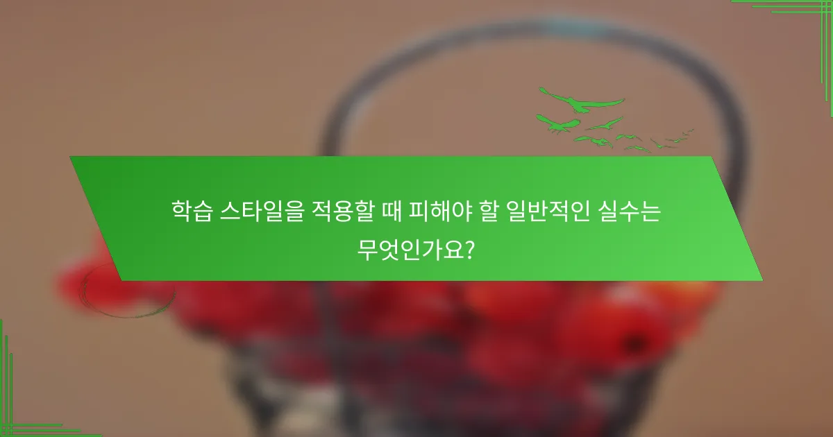학습 스타일을 적용할 때 피해야 할 일반적인 실수는 무엇인가요?