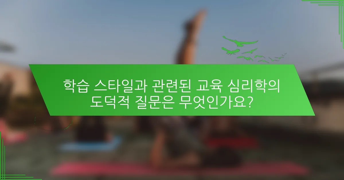 학습 스타일과 관련된 교육 심리학의 도덕적 질문은 무엇인가요?