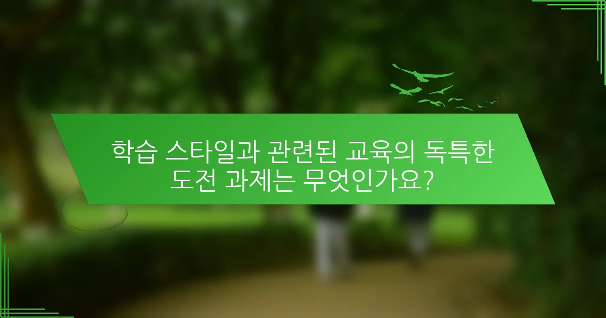학습 스타일과 관련된 교육의 독특한 도전 과제는 무엇인가요?