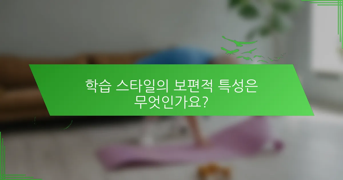 학습 스타일의 보편적 특성은 무엇인가요?