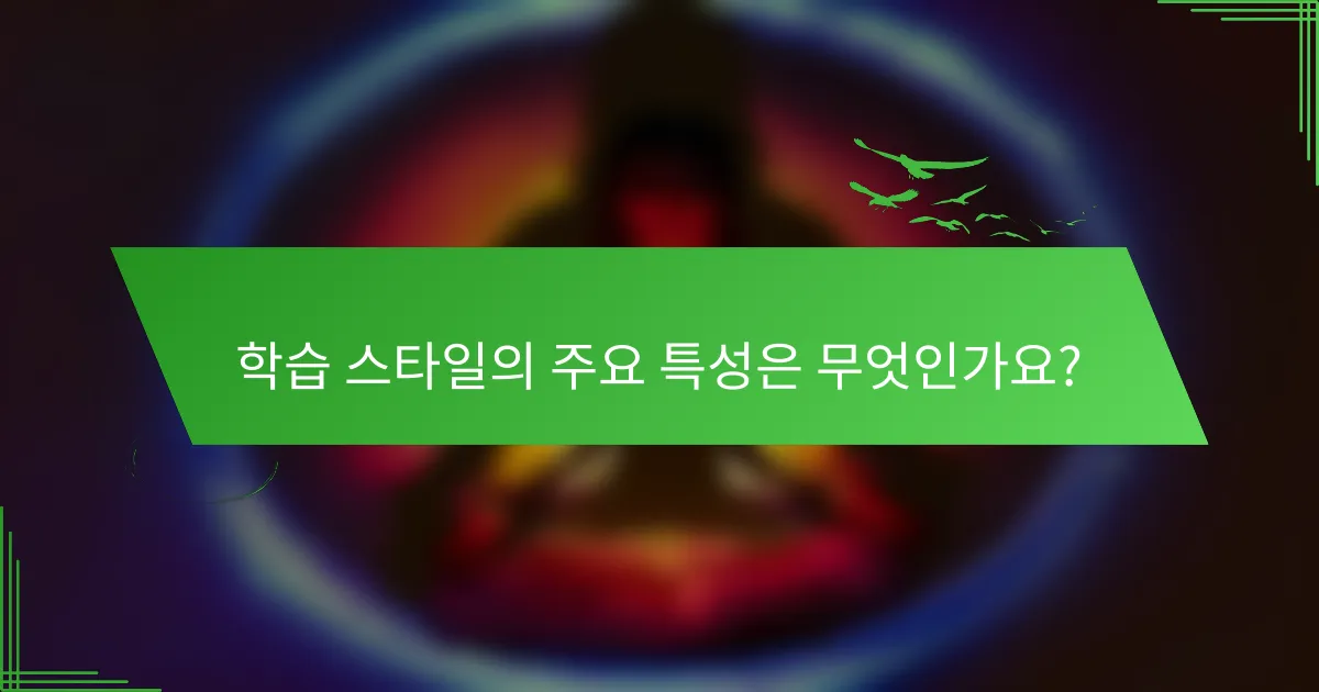 학습 스타일의 주요 특성은 무엇인가요?