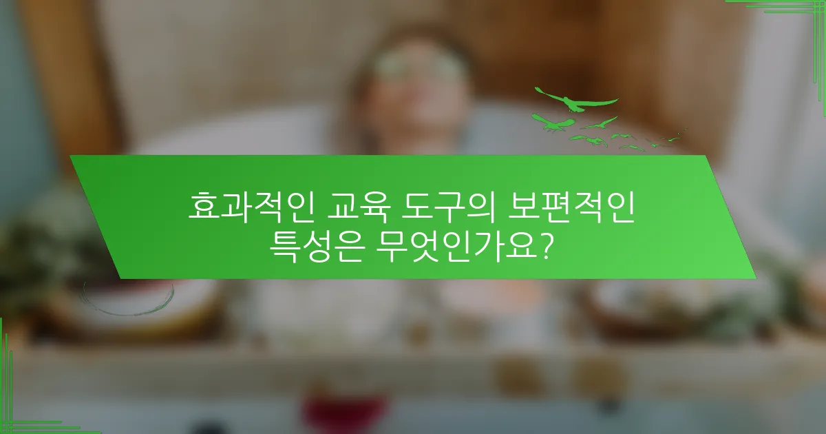 효과적인 교육 도구의 보편적인 특성은 무엇인가요?