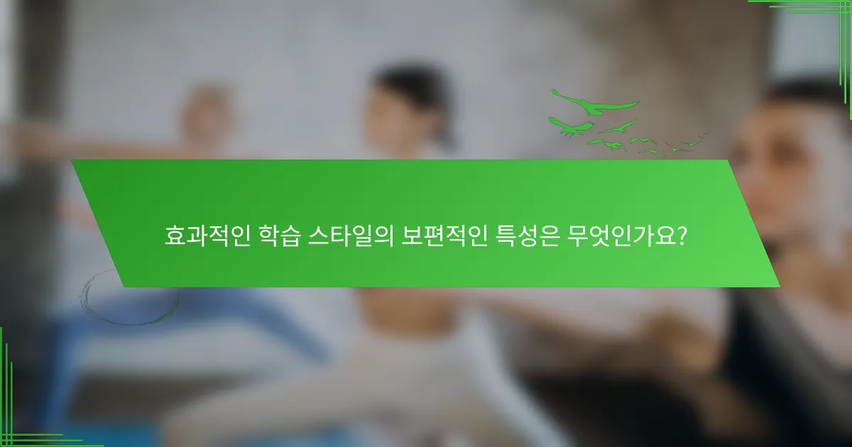 효과적인 학습 스타일의 보편적인 특성은 무엇인가요?