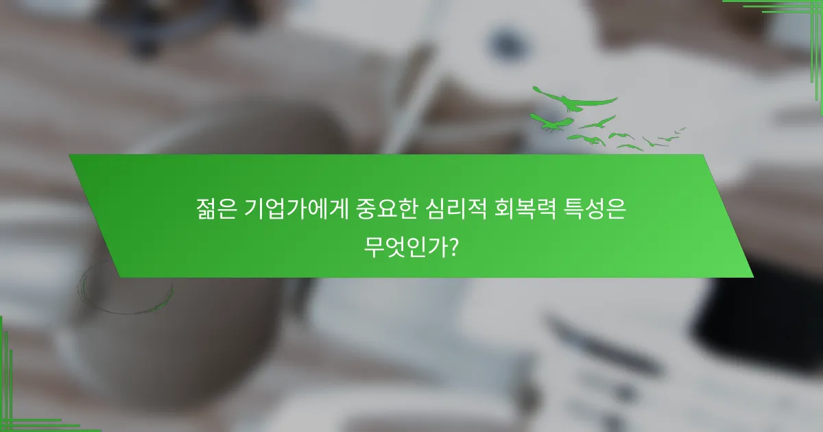 젊은 기업가에게 중요한 심리적 회복력 특성은 무엇인가?