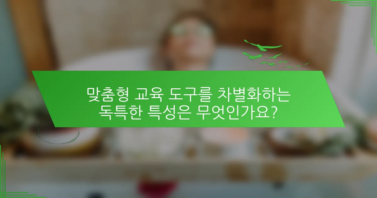 맞춤형 교육 도구를 차별화하는 독특한 특성은 무엇인가요?
