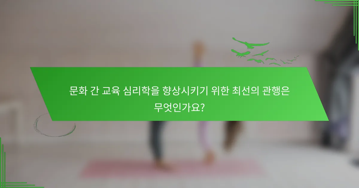 문화 간 교육 심리학을 향상시키기 위한 최선의 관행은 무엇인가요?