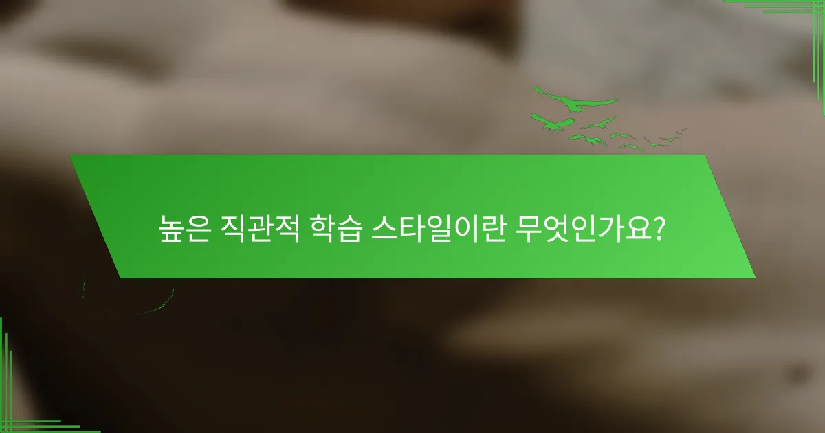 높은 직관적 학습 스타일이란 무엇인가요?