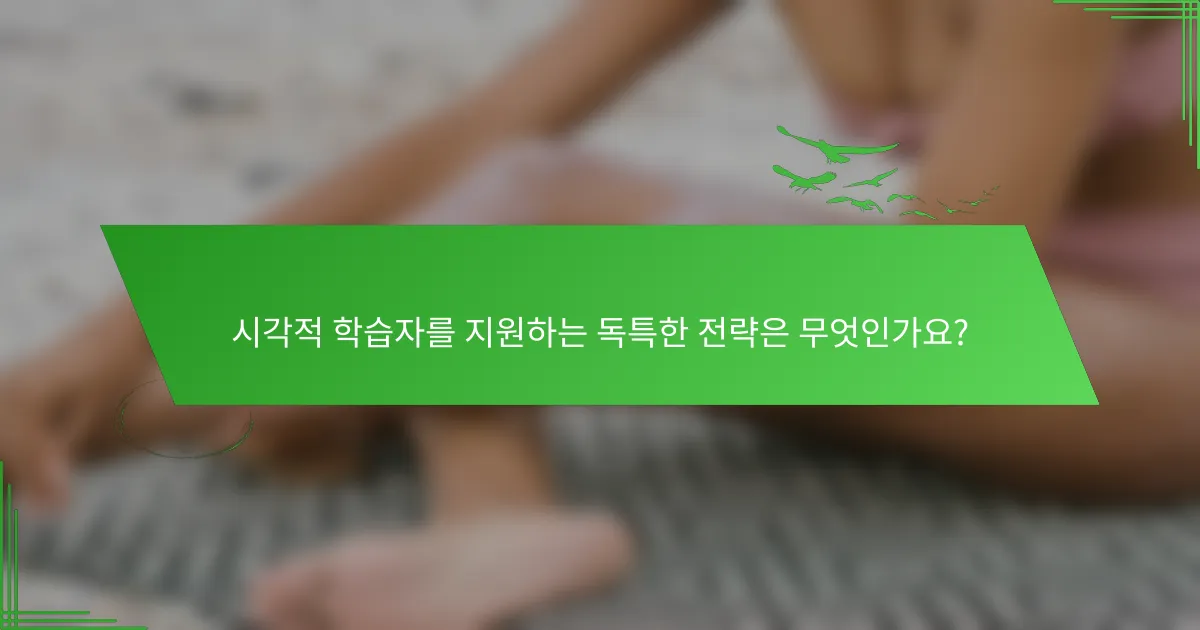 시각적 학습자를 지원하는 독특한 전략은 무엇인가요?