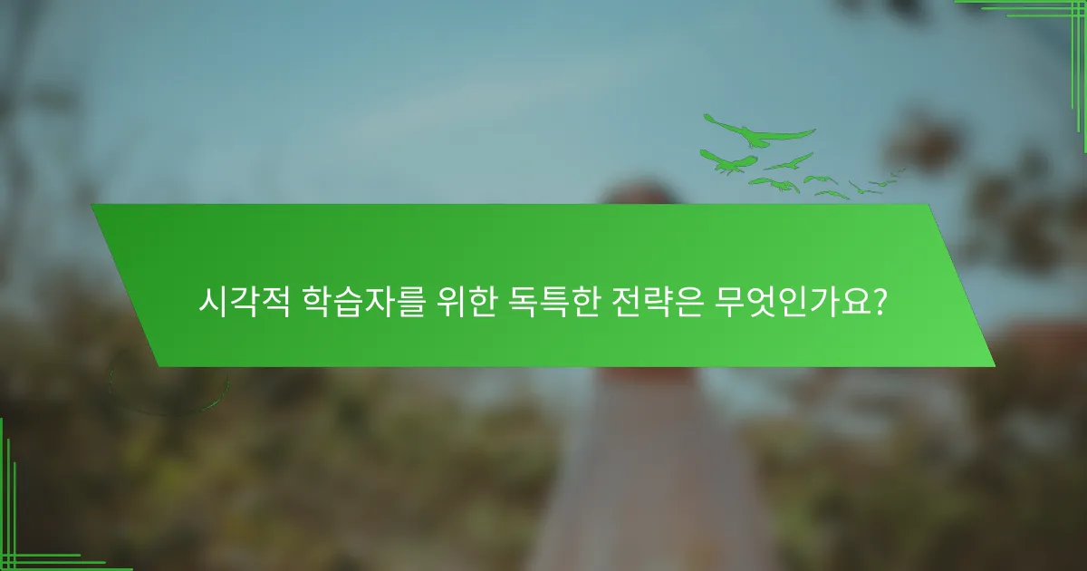 시각적 학습자를 위한 독특한 전략은 무엇인가요?