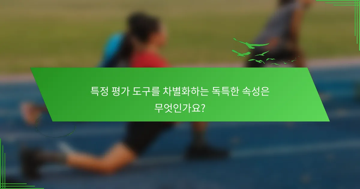 특정 평가 도구를 차별화하는 독특한 속성은 무엇인가요?